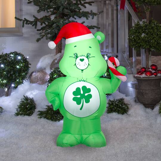 3.5ft. Airblown® Inflatable CloudCo Good Luck in Santa Hat with Candy Cane Christmas Light Scene